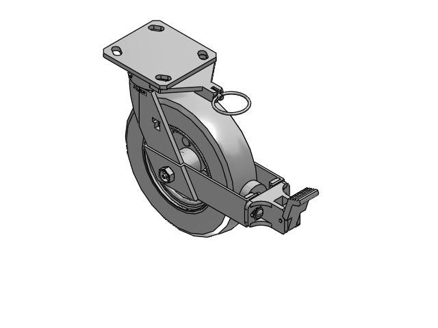 170 Series Top Plate Swivel Caster with 8 x 2 Grey Tread on Zinc-plated Hub SV - Semi-Pneumatic Monoprene (Grey) Wheel and Face Brake