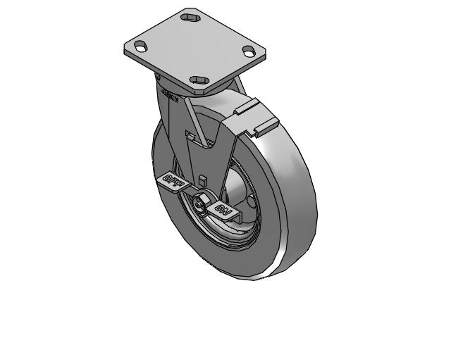170 Series Top Plate Swivel Caster with 8 x 2 Grey Tread on Zinc-plated Hub SV - Semi-Pneumatic Monoprene (Grey) Wheel and Face Brake