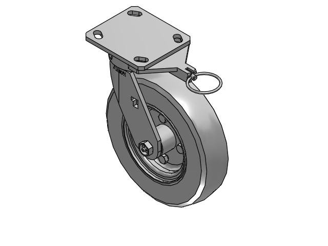 170 Series Top Plate Swivel Caster with 8 x 2 Grey Tread on Zinc-plated Hub SV - Semi-Pneumatic Monoprene (Grey) Wheel
