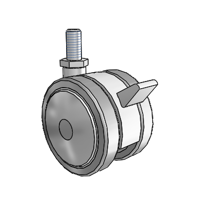 Softech Threaded Stem Grey Swivel Caster with 2.3622 Thermoplastic Elastomer Wheel and Brake