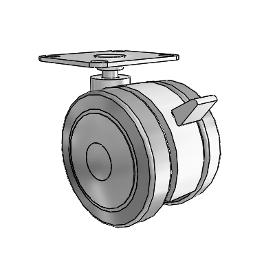 Softech Top Plate Grey Swivel Caster with 2.9527 Thermoplastic Elastomer Wheel and Brake
