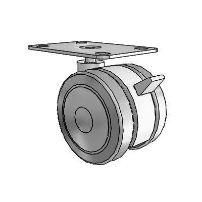 Softech Top Plate Grey Swivel Caster with 2.9527 Thermoplastic Elastomer Wheel and Brake