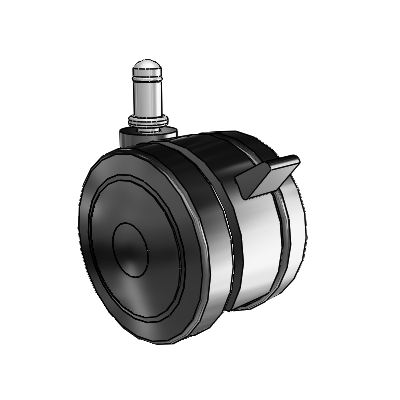 Roulette pivotante Softech Grip Ring noire avec roue en élastomère thermoplastique 2.9527 et frein