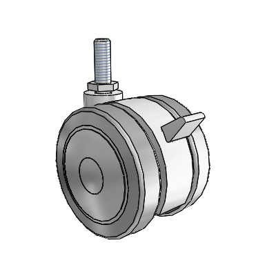 Softech Threaded Stem Grey Swivel Caster with 2.9527 Thermoplastic Elastomer Wheel and Brake