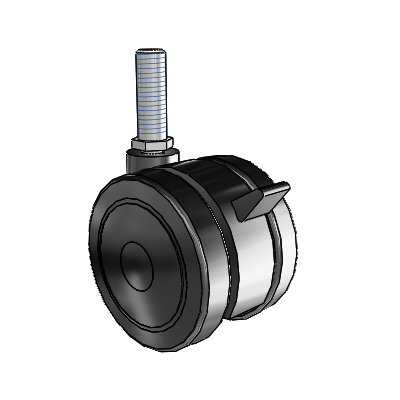 Softech Threaded Stem Black Swivel Caster with 2.9527 Thermoplastic Elastomer Wheel and Brake