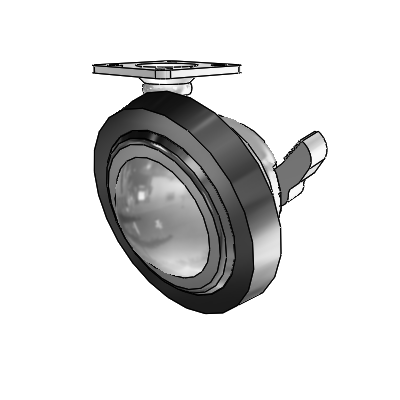 Top Plate Satin Chrome Swivel Ball Caster with 3 Wheel and Brake