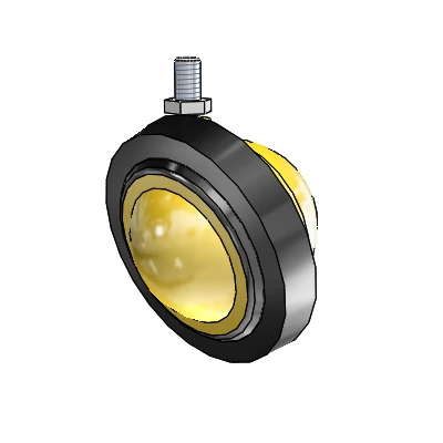 Threaded Stem Bright Brass Swivel Ball Caster with 3 Wheel