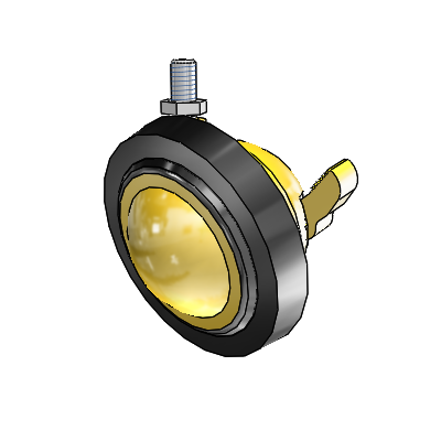 Threaded Stem Bright Brass Swivel Ball Caster with 3 Wheel and Brake