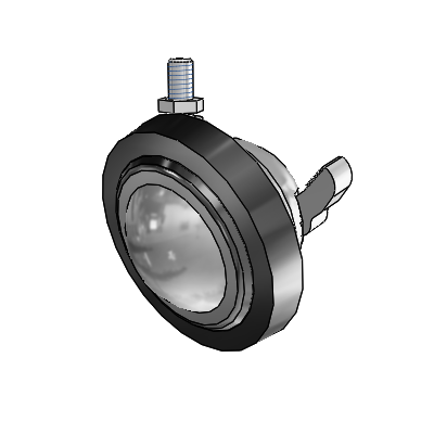 Threaded Stem Satin Chrome Swivel Ball Caster with 3 Wheel and Brake