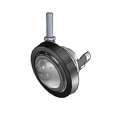 Threaded Stem Satin Chrome Swivel Ball Caster with 3 Wheel and Brake
