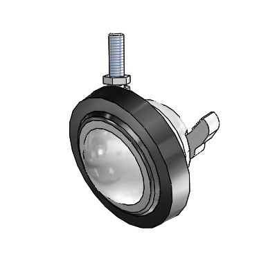 Threaded Stem Bright Chrome Swivel Ball Caster with 3 Wheel and Brake
