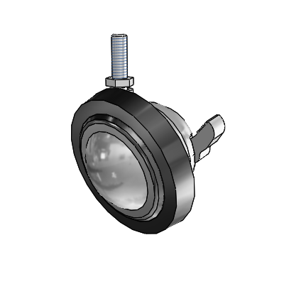 Threaded Stem Satin Chrome Swivel Ball Caster with 3 Wheel and Brake