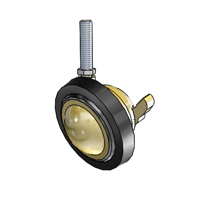 Threaded Stem Windsor Antique Swivel Ball Caster with 3 Wheel and Brake