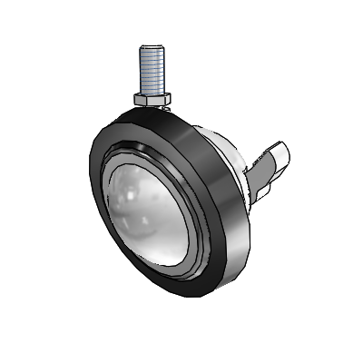 Threaded Stem Bright Chrome Swivel Ball Caster with 3 Wheel and Brake