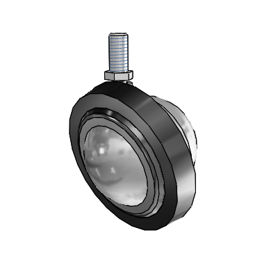 Threaded Stem Satin Chrome Swivel Ball Caster with 3 Wheel