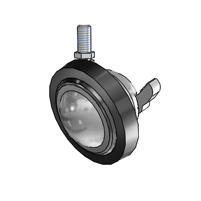Threaded Stem Satin Chrome Swivel Ball Caster with 3 Wheel and Brake