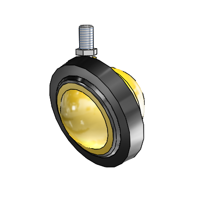 Threaded Stem Bright Brass Swivel Ball Caster with 3 Wheel