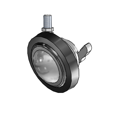 Threaded Stem Satin Chrome Swivel Ball Caster with 3 Wheel and Brake