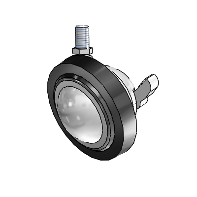 Threaded Stem Unfinished Swivel Ball Caster with 3 Wheel and Brake