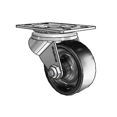 General Duty Top Plate Zinc Swivel Caster with 2 x .8125 Polyolefin Wheel