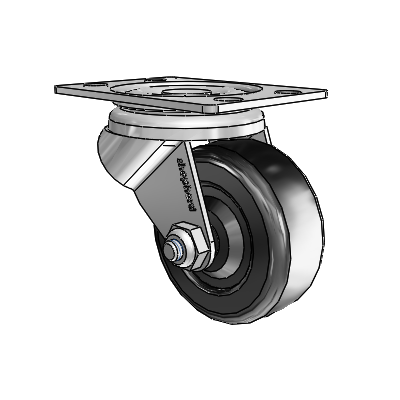 General Duty Top Plate Zinc Swivel Caster with 2 x .8125 Soft Rubber Wheel