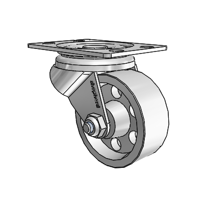 General Duty Top Plate Zinc Swivel Caster with 2 x .8125 Steel Wheel