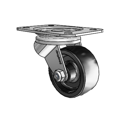 General Duty Top Plate Zinc Swivel Caster with 2.5 x 1.125 Polyolefin Wheel