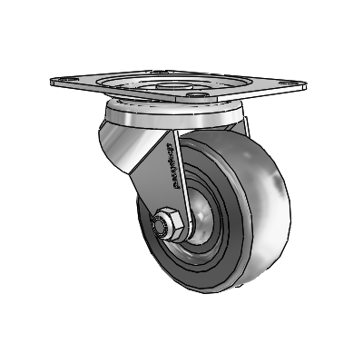 General Duty Top Plate Zinc Swivel Caster with 3 x 1.25 Hard Rubber Wheel
