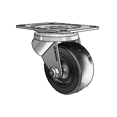 General Duty Top Plate Zinc Swivel Caster with 3 x 1.25 Soft Rubber Wheel