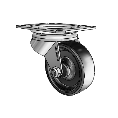General Duty Top Plate Zinc Swivel Caster with 4 x 1.375 Polyolefin Wheel