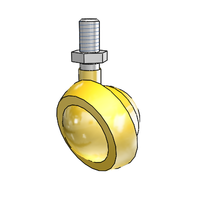 Threaded Stem Bright Brass Swivel Ball Caster with 1.5 Wheel