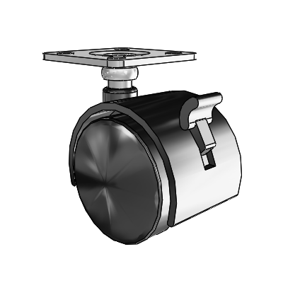 Source II Top Plate Black Swivel Caster with 1.5748 Nylon Wheel and Brake