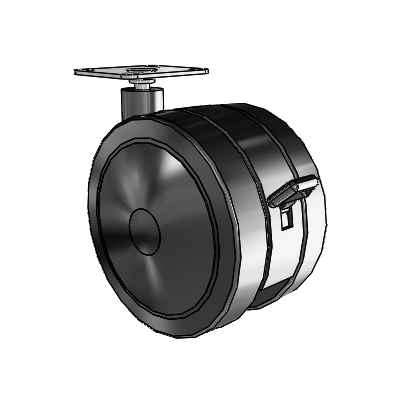 Ultima Top Plate Swivel Caster with 4.921 Urethane Wheel and Brake