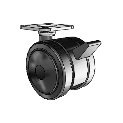 Ultima Top Plate Swivel Caster with 1.9685 Urethane Wheel and Brake