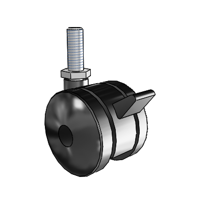 Ultima Threaded Stem Swivel Caster with 1.9685 Wheel and Brake