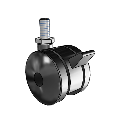 Ultima Threaded Stem Swivel Caster with 1.9685 Wheel and Brake