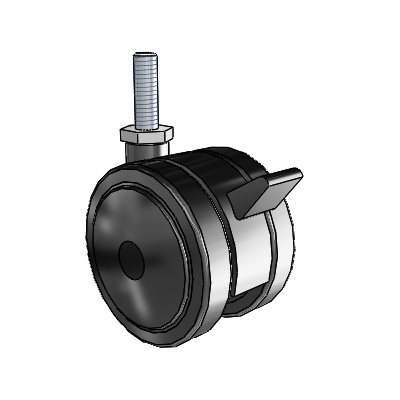 Ultima Threaded Stem Swivel Caster with 2.3622 Urethane Wheel and Brake