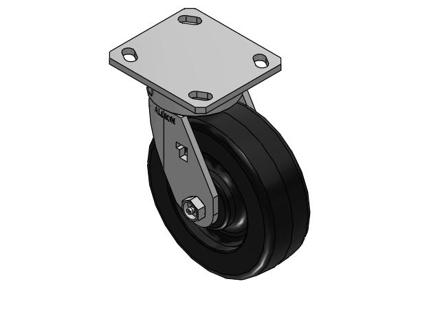 170 Series Top Plate Swivel Caster with 6 x 2 Black Phenolic Resin TM - Phenolic Wheel