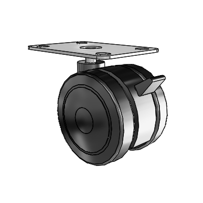 Ultima Top Plate Swivel Caster with 2.9527 Urethane Wheel and Brake