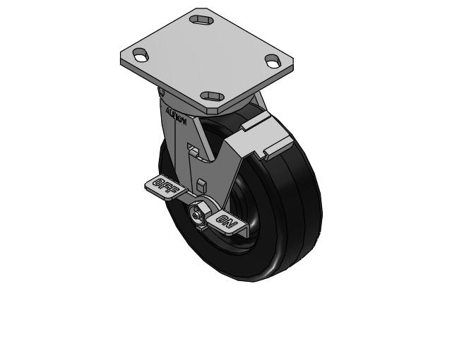 170 Series Top Plate Swivel Caster with 6 x 2 Black Phenolic Resin TM - Phenolic Wheel and Face Brake