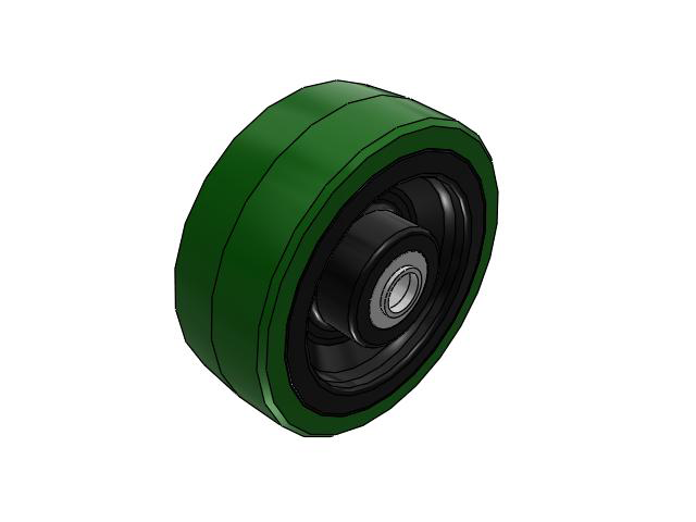PX Polyurethane on Cast Iron 8 x 3 Wheel with Tapered Roller Bearing