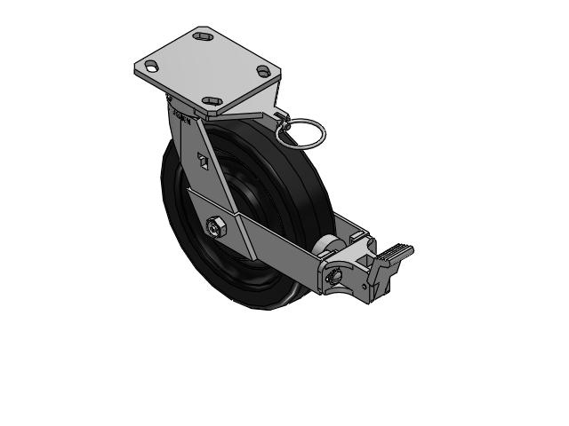 170 Series Top Plate Swivel Caster with 8 x 2 Black Phenolic Resin TM - Phenolic Wheel and Face Brake