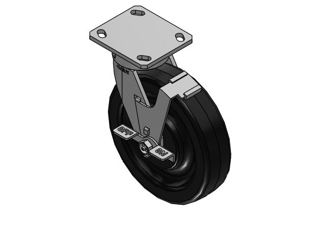 170 Series Top Plate Swivel Caster with 8 x 2 Black Phenolic Resin TM - Phenolic Wheel and Face Brake