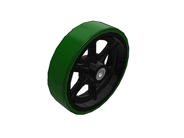 PX Polyurethane on Cast Iron 16 x 4 Wheel with Straight Roller Bearing