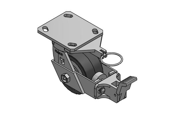 170 Series Top Plate Swivel Caster with 4 x 2 Grey Tread on Grey Polypropylene Core XA - Polyurethane (Polypropylene Core) Wheel and Face Brake
