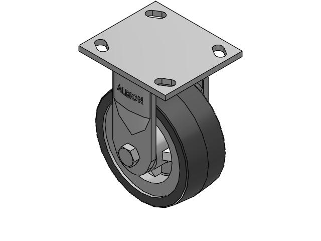 170 Series Top Plate Rigid Caster with 5 x 2 Grey Tread on Grey Polypropylene Core XA - Polyurethane (Polypropylene Core) Wheel