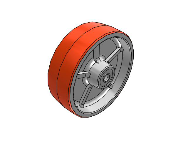 PY Polyurethane on Cast Iron 12 x 4 Wheel with Tapered Roller Bearing