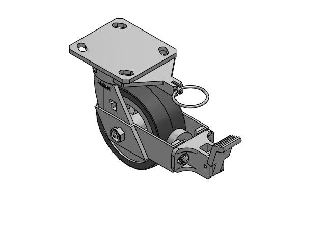 170 Series Top Plate Swivel Caster with 5 x 2 Grey Tread on Grey Polypropylene Core XA - Polyurethane (Polypropylene Core) Wheel and Face Brake