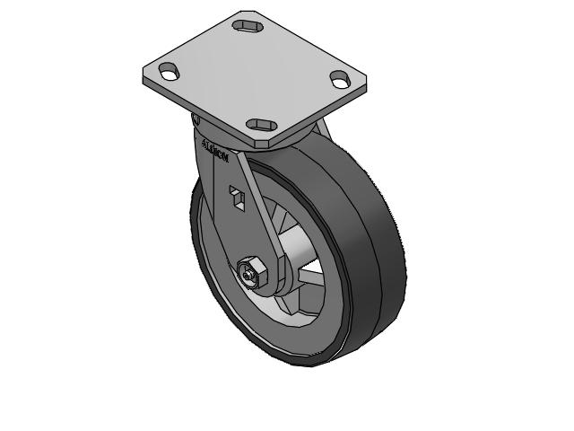 170 Series Top Plate Swivel Caster with 6 x 2 Grey Tread on Grey Polypropylene Core XA - Polyurethane (Polypropylene Core) Wheel