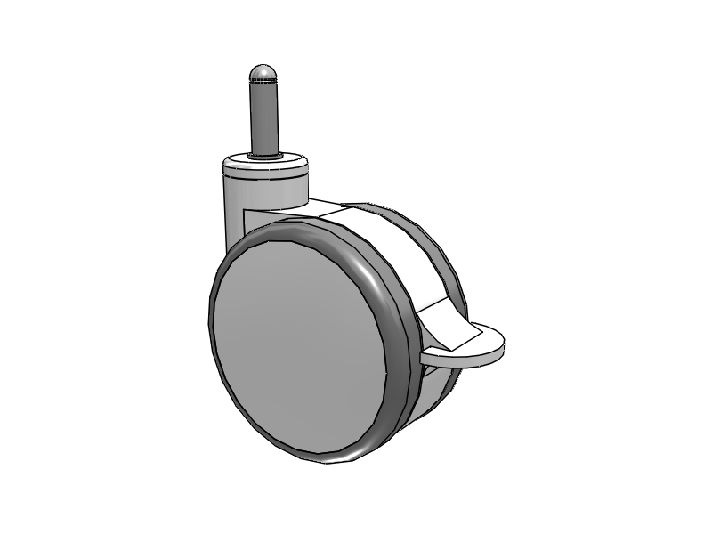 GRX Grip Ring Stem White/Grey Swivel Caster with 4 Urethane Wheel and Total Lock Brake